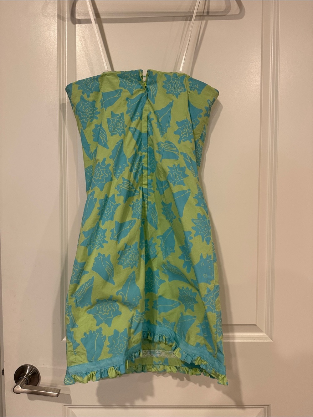 Vintage Lilly Pulitzer Lime & Aqua Strapless Seashell-Print Mini Dress - Picture 7 of 11